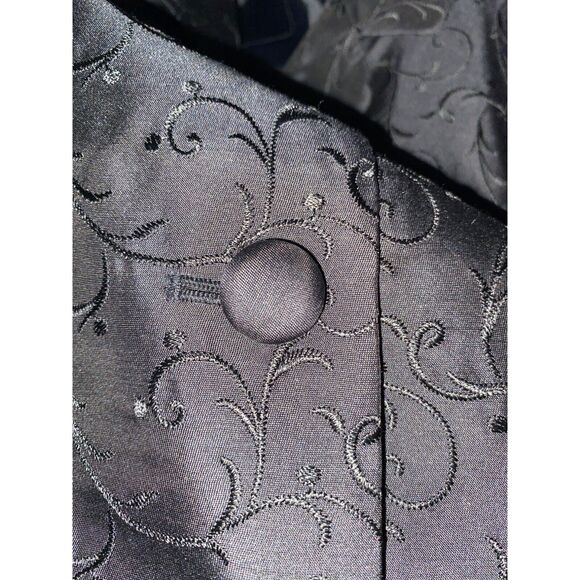 Talbots Blazer 8 Black Pure Silk Embroider Leaf Vine Button Down Jacket Career - Picture 8 of 8
